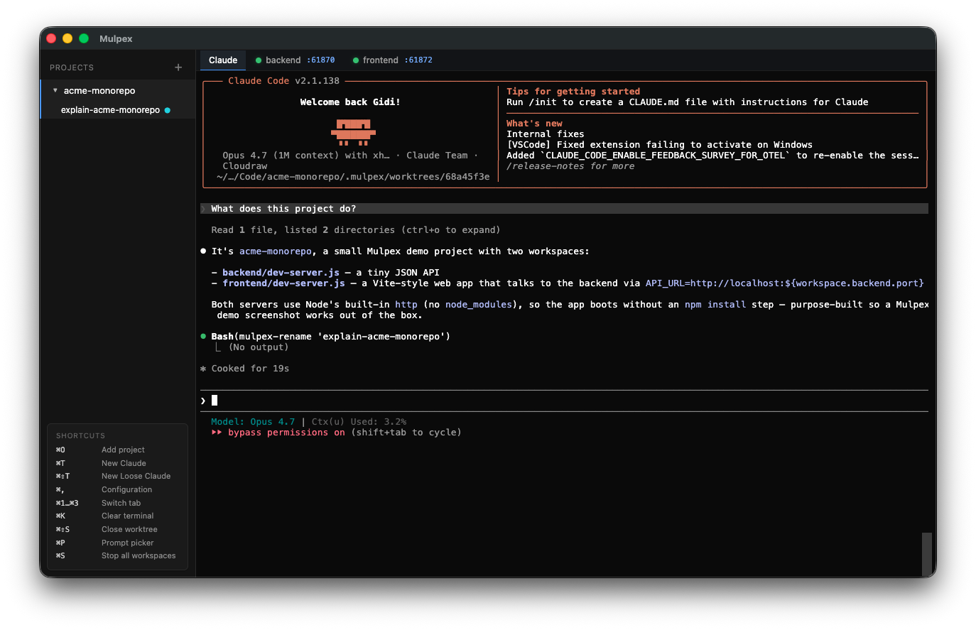 Mulpex with multiple tabs